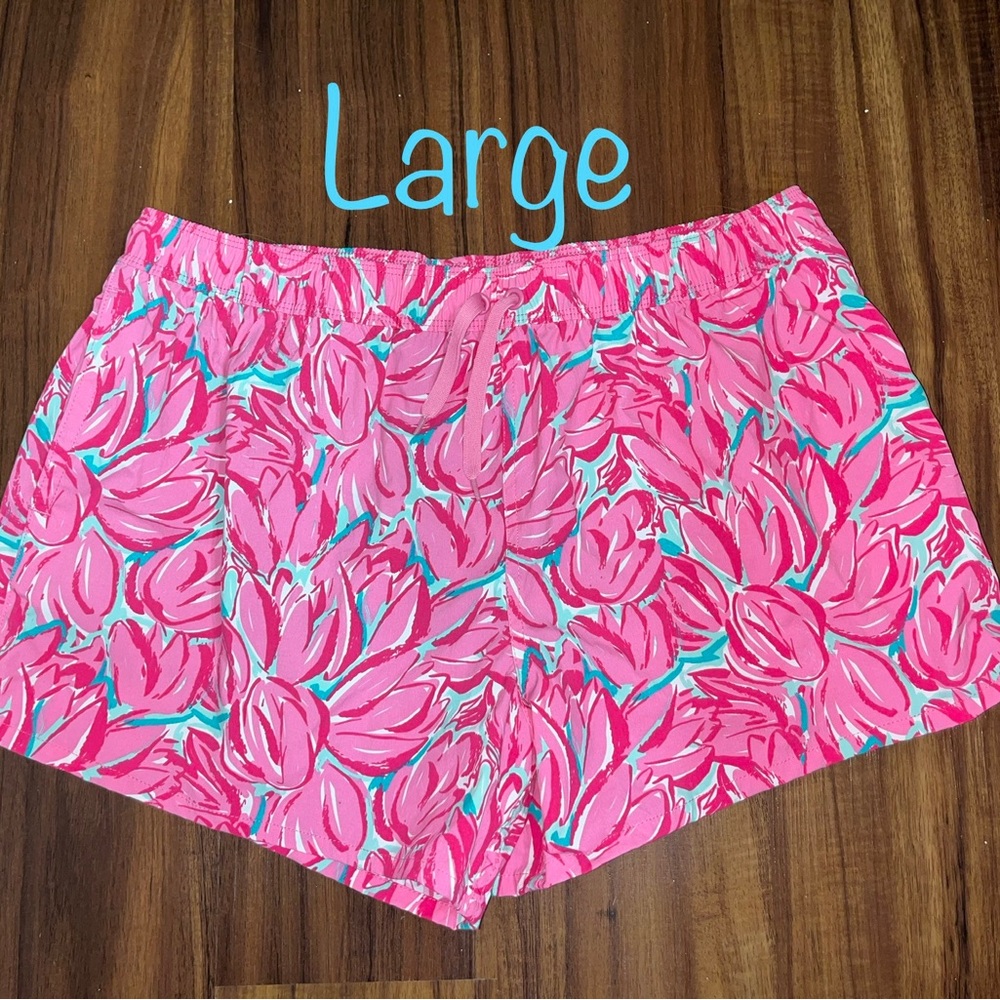 Lauren James Pink Tulip Nylon Athletic Shorts- Large